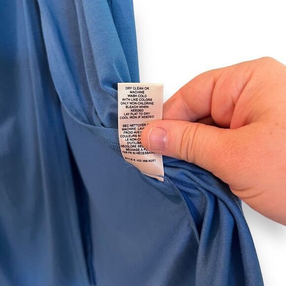 Rebecca Taylor Dress L French Blue Modal Twist Front Slit Sleeveless Midi $345 - Picture 8 of 11